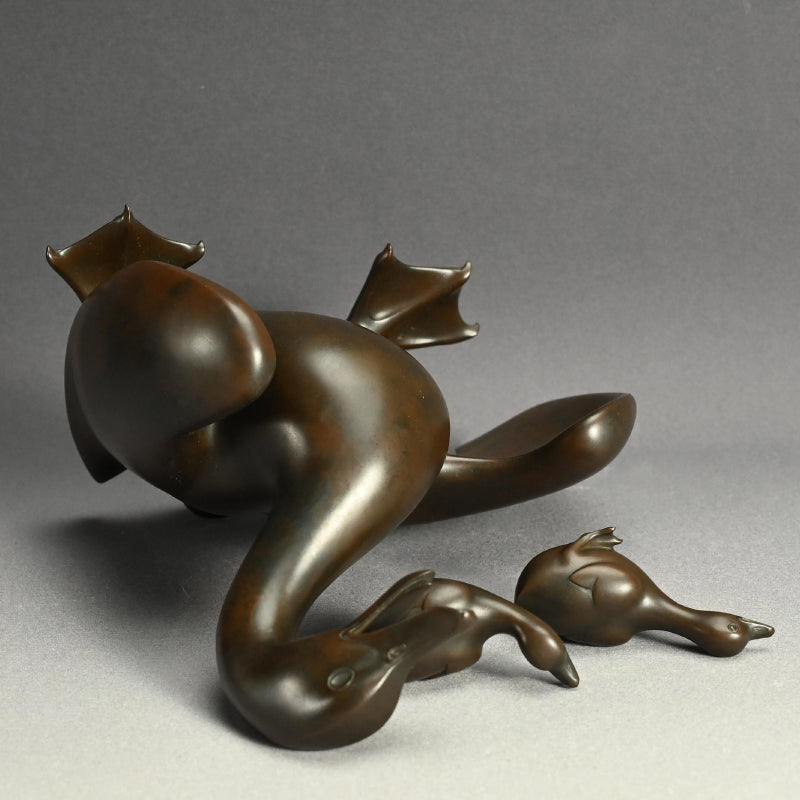 Bronze Duck family by Imperial Artist ー津田 信夫 "愛憐庇護"