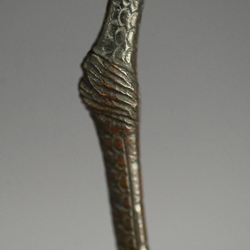 Exquisite Bronze Okimono of a Crested Ibis at Rest