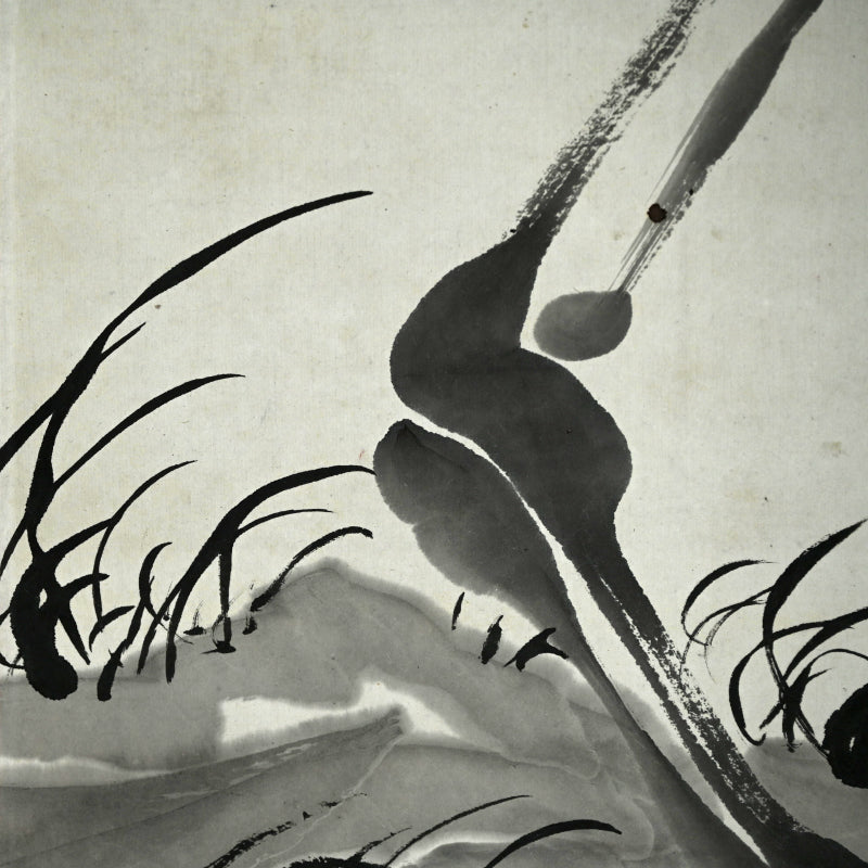 Antique Japanese Painted Scroll Skeleton by Buddhist Priest ー樋口竜温