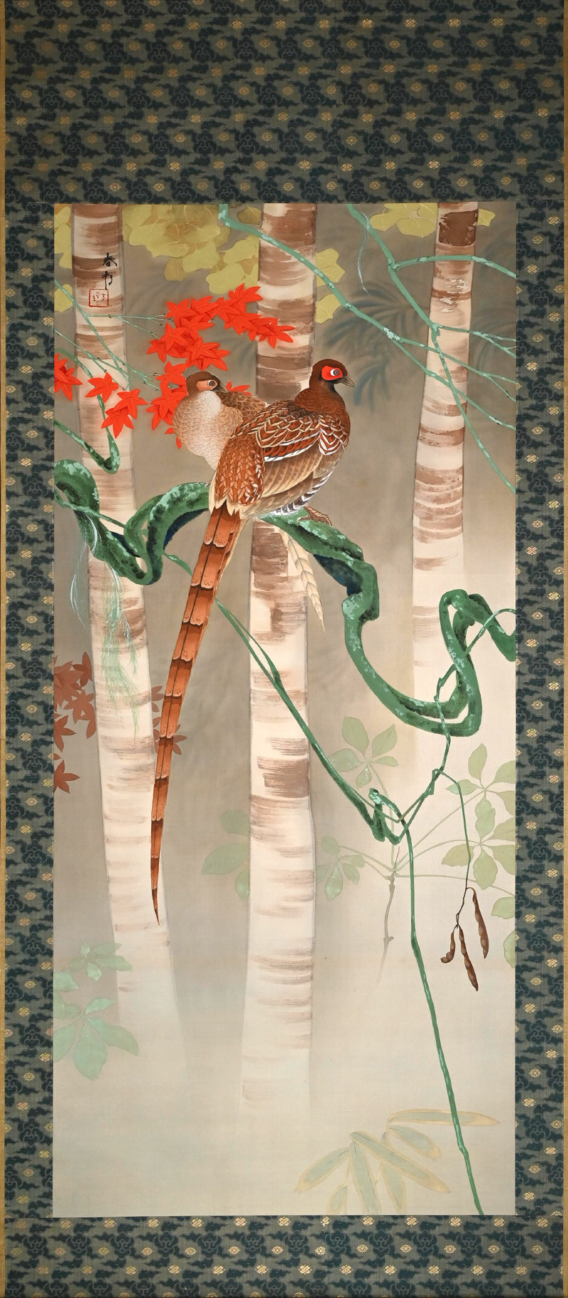 Pair Large Antique Floral Scrolls ー白山 春邦