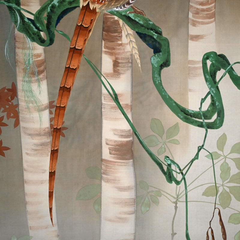 Pair Large Antique Floral Scrolls ー白山 春邦