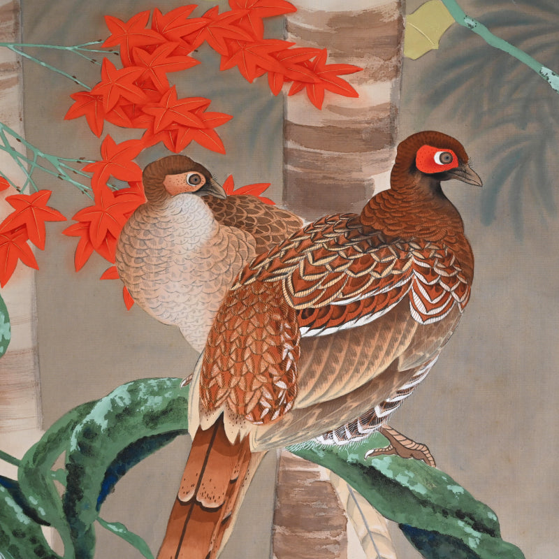 Pair Large Antique Floral Scrolls ー白山 春邦