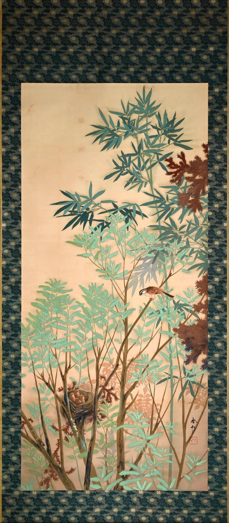 Pair Large Antique Floral Scrolls ー白山 春邦