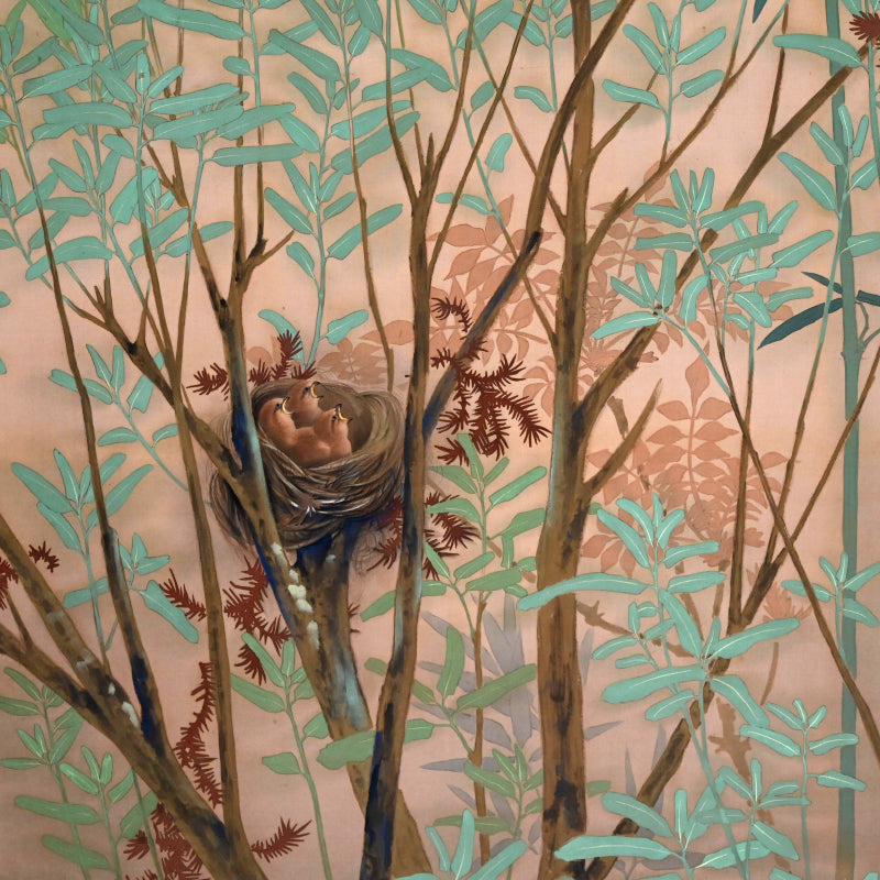 Pair Large Antique Floral Scrolls ー白山 春邦