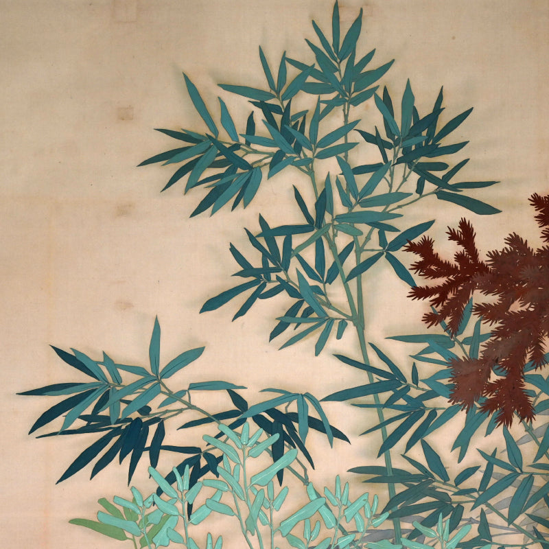 Pair Large Antique Floral Scrolls ー白山 春邦