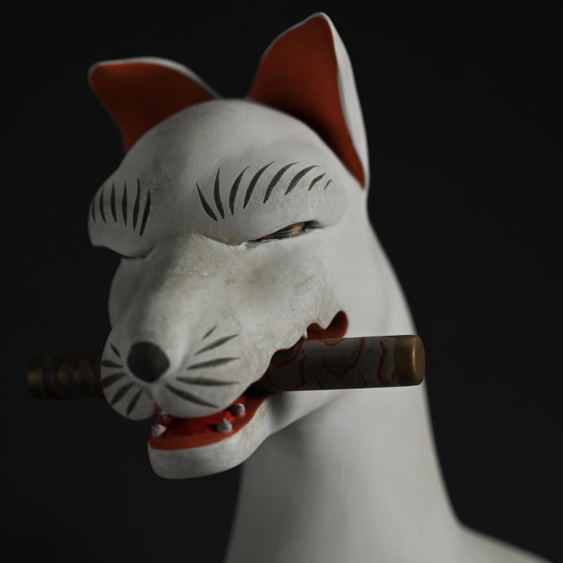 Pair of Edo period Inari Kitsune Fox Guardians