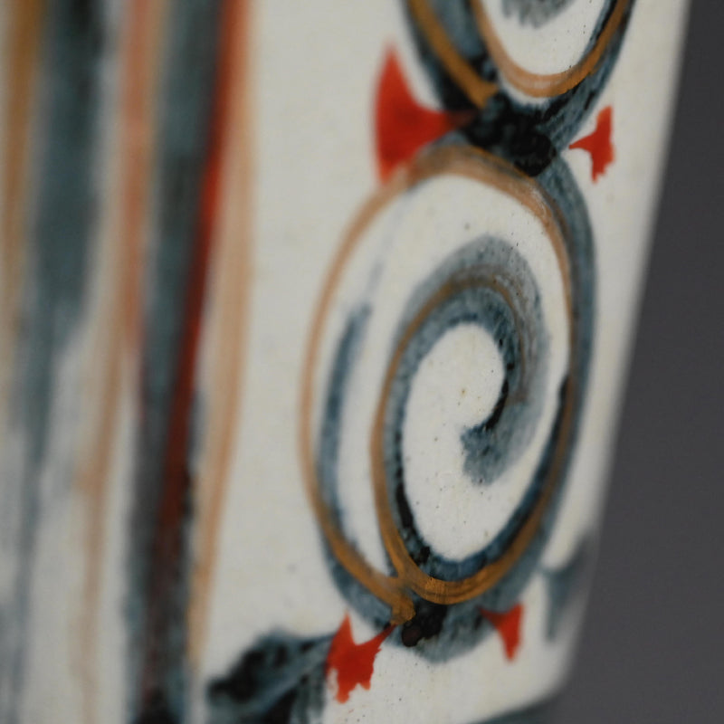 Mid-century Vase ー清水 六兵衛 “藍彩泉文四方花瓶”
