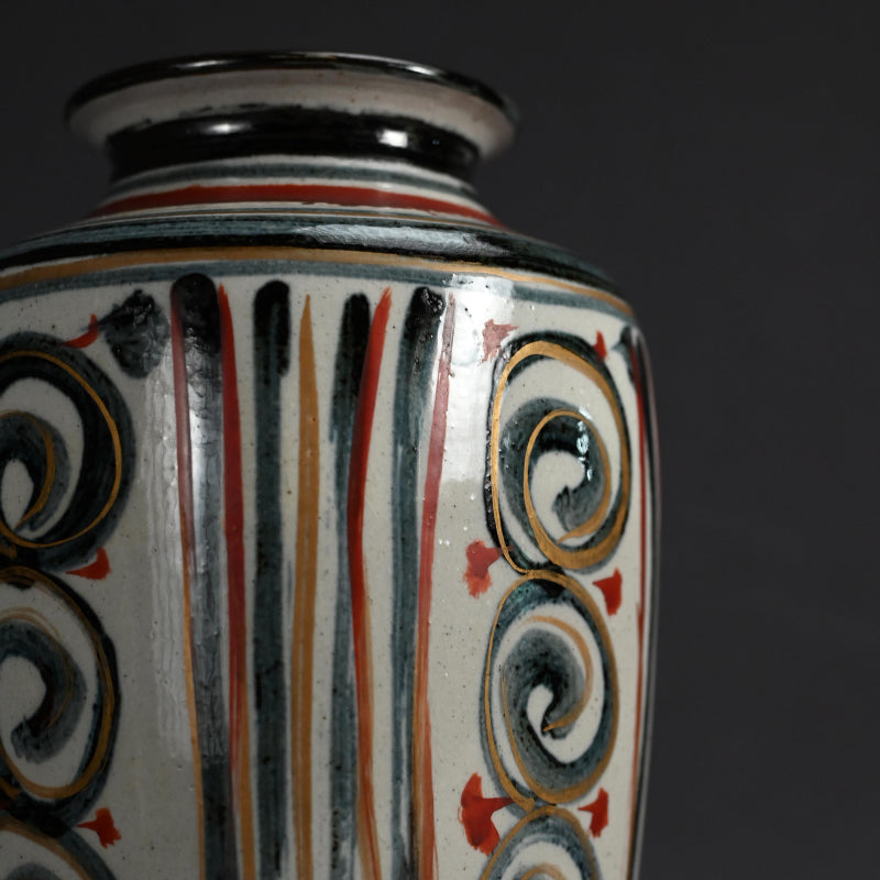 Mid-century Vase ー清水 六兵衛 “藍彩泉文四方花瓶”
