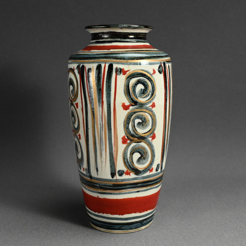 Mid-century Vase ー清水 六兵衛 “藍彩泉文四方花瓶”