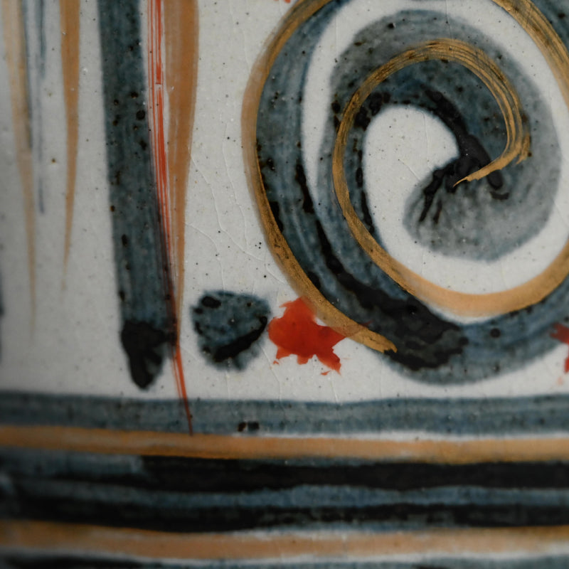 Mid-century Vase ー清水 六兵衛 “藍彩泉文四方花瓶”
