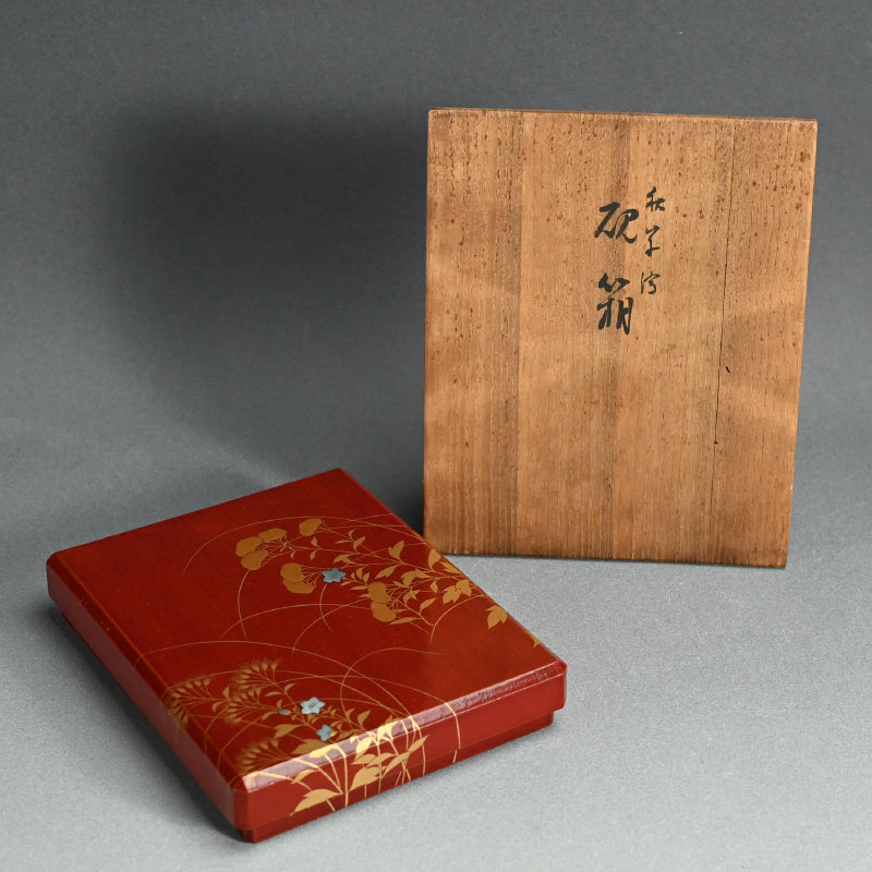 Antique Japanese Rimpa Revival Lacquer Writing Box ー秋草絵硯箱
