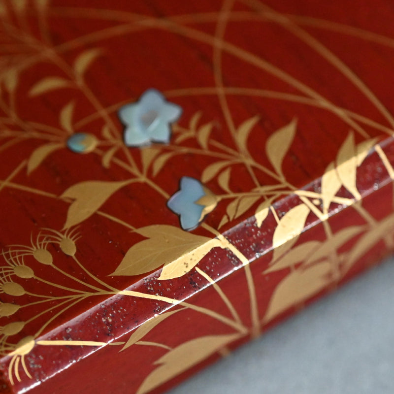 Antique Japanese Rimpa Revival Lacquer Writing Box ー秋草絵硯箱