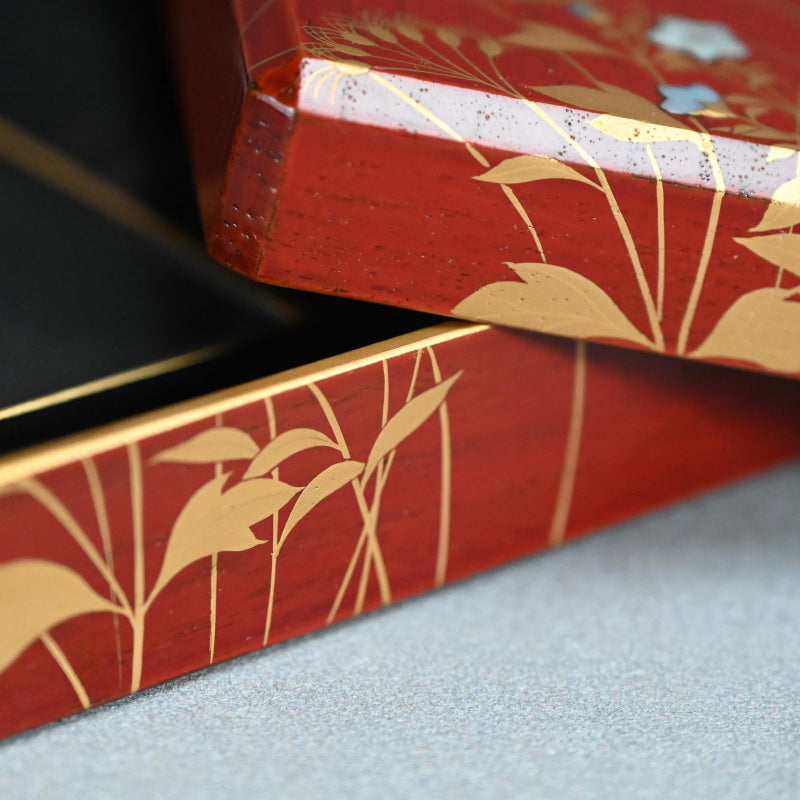Antique Japanese Rimpa Revival Lacquer Writing Box ー秋草絵硯箱