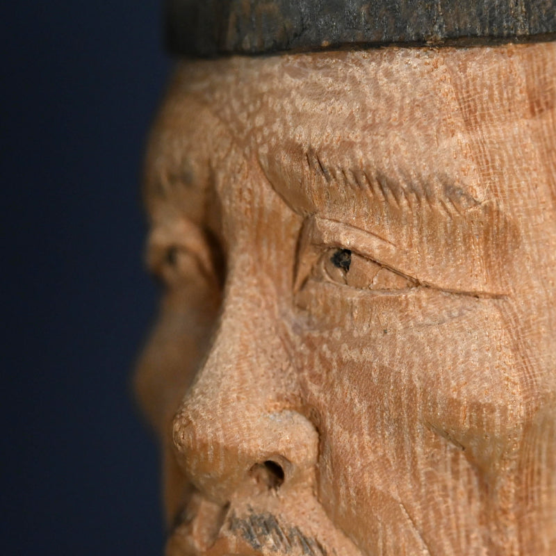 Antique Wood Sculpture, Kakinomoto Hitomaro, 36 Immortal Poets