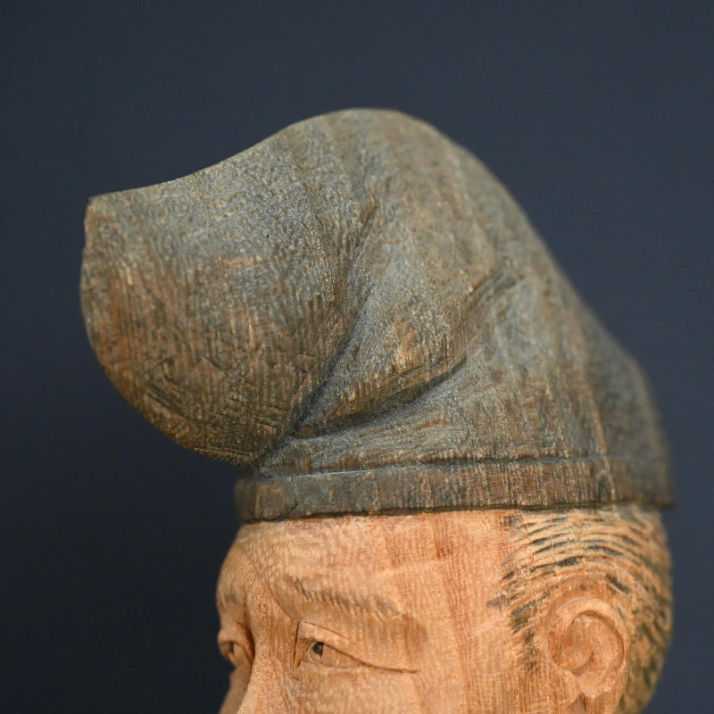 Antique Wood Sculpture, Kakinomoto Hitomaro, 36 Immortal Poets