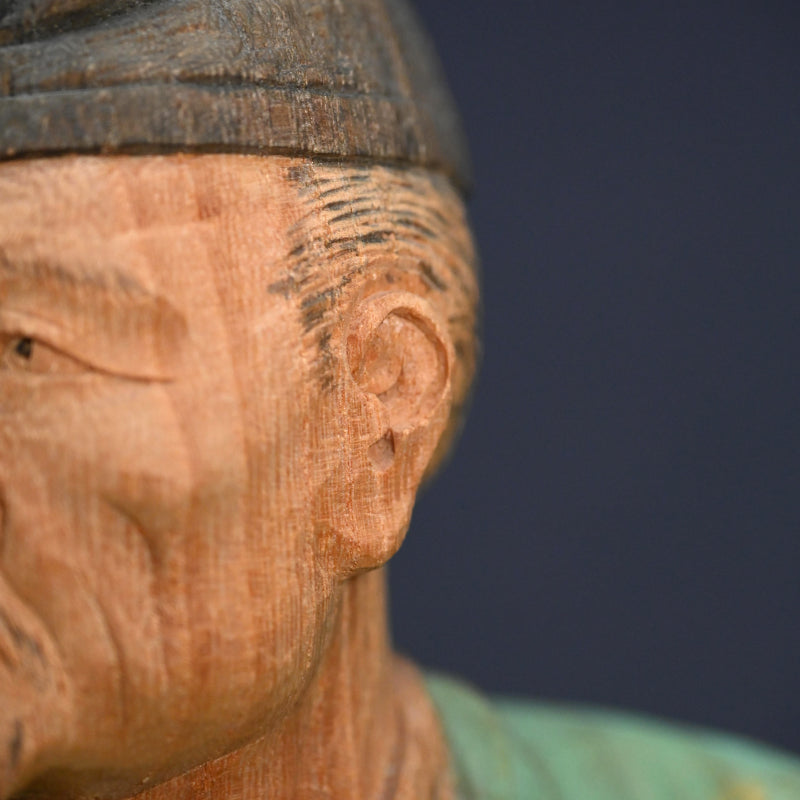 Antique Wood Sculpture, Kakinomoto Hitomaro, 36 Immortal Poets