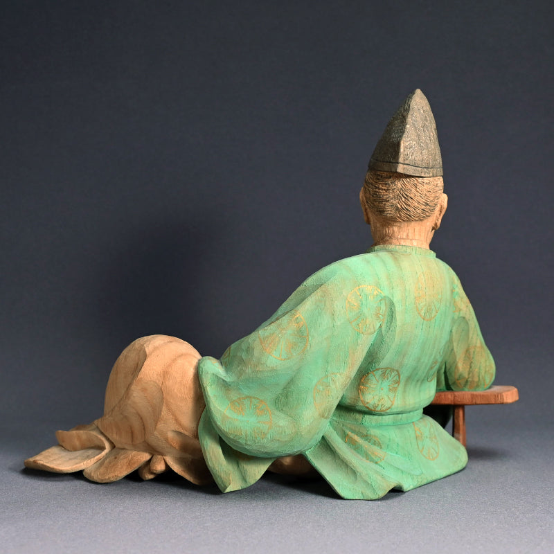 Antique Wood Sculpture, Kakinomoto Hitomaro, 36 Immortal Poets
