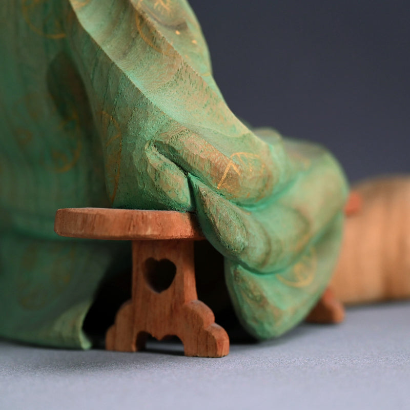 Antique Wood Sculpture, Kakinomoto Hitomaro, 36 Immortal Poets
