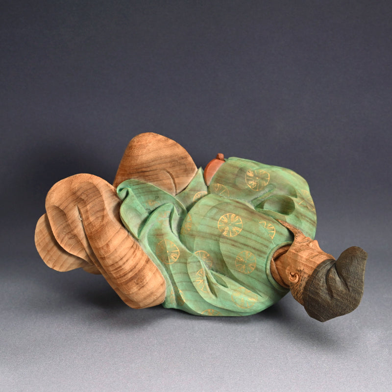 Antique Wood Sculpture, Kakinomoto Hitomaro, 36 Immortal Poets