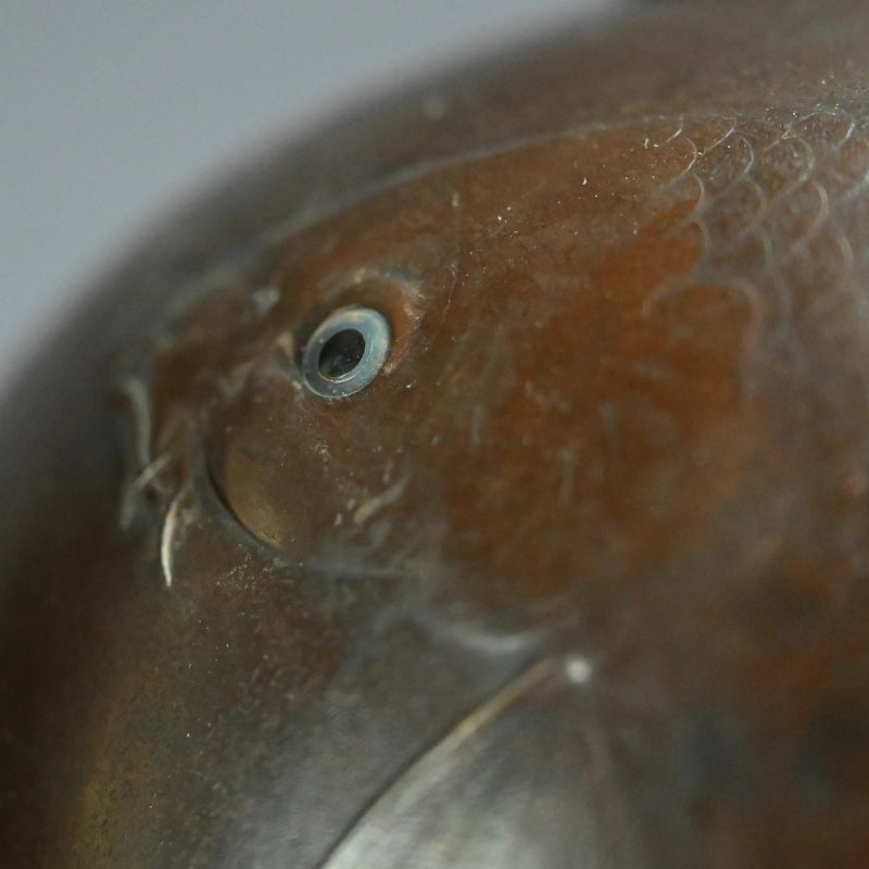 Antique Japanese Bronze Koi Vase, Swimming Carp