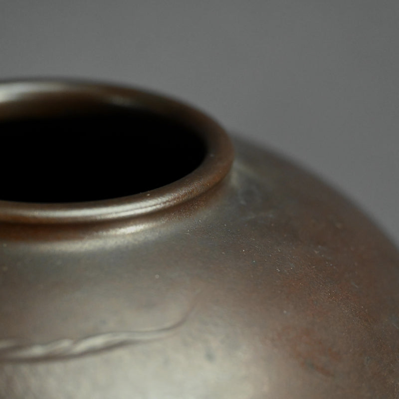 Antique Japanese Bronze Koi Vase, Swimming Carp