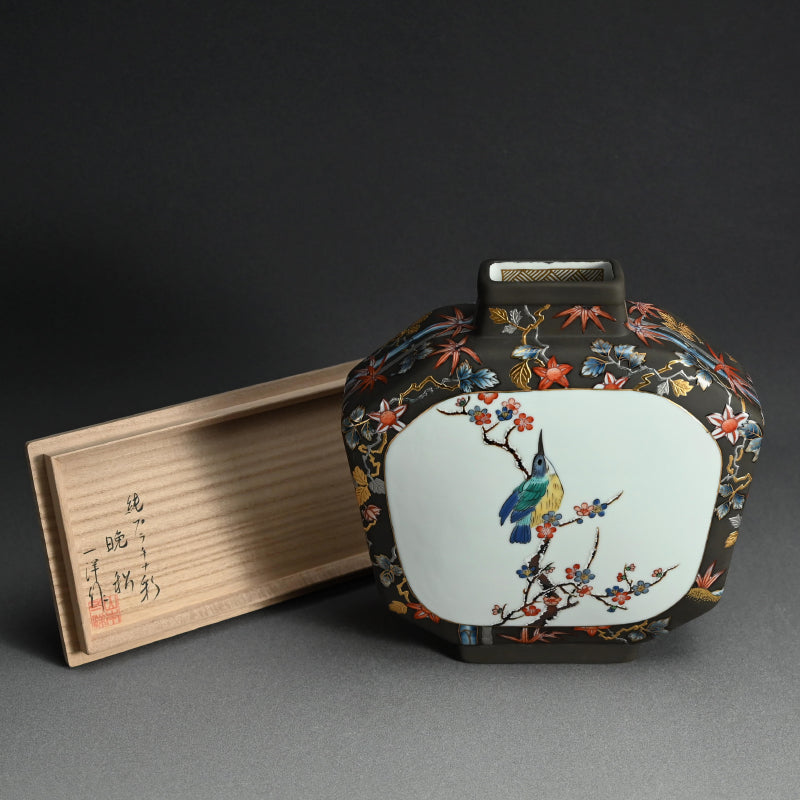 Unusual Platinum Glazed Porcelain Vase ー山本 一洋 “純プラチナ彩 晩秋”