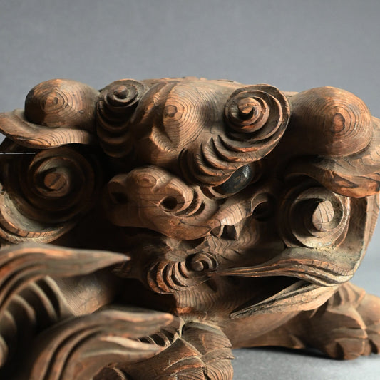 Antique Carved Wood Shishi Architectural Lion Ornaments