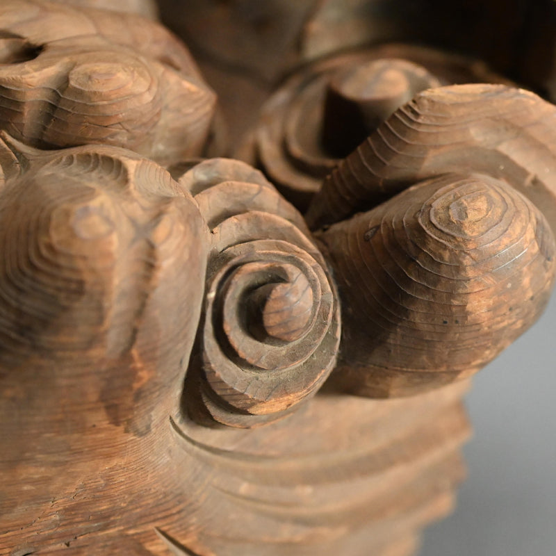 Antique Carved Wood Shishi Architectural Lion Ornaments