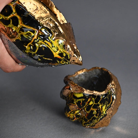 Ma-o Shuki Sake Set ー市川 透 “「魔王」 酒器片口2点セット”