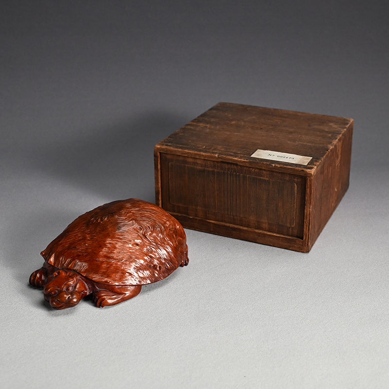 Antique Japanese Rootwood Turtle Okimono