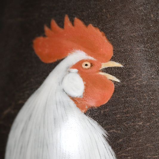 Unusual Vase, Long Tailed Rooster ー十三代 横石 臥牛 "鶏文花瓶"