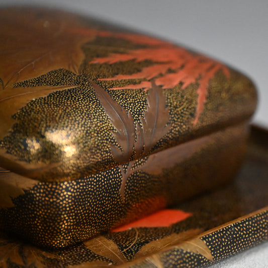 Luscious Antique Japanese Gold Lacquered Box & Tray