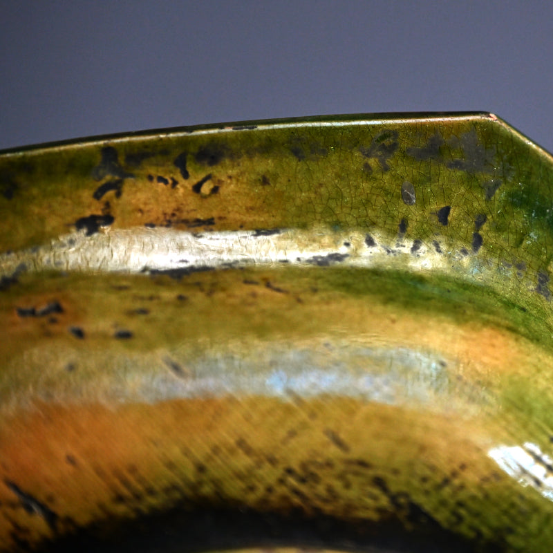 Antique Japanese Gennai Yaki Hexagonal Basin