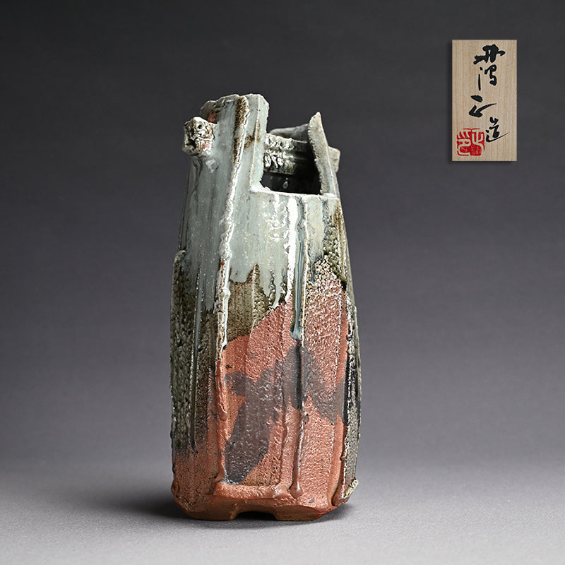 Tamba Ash Glazed Vase ー西端 正 “灰釉桶形花入” / Nishihata Tadashi