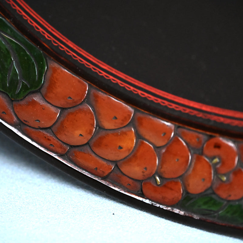 Carved Sanuki-bori Lacquer Tray ー森 象堂 "讃岐彫 蒟醤盆"