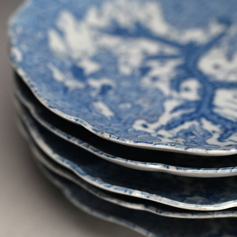 Rare Set 5 Antique Imari Porcelain Map Plates