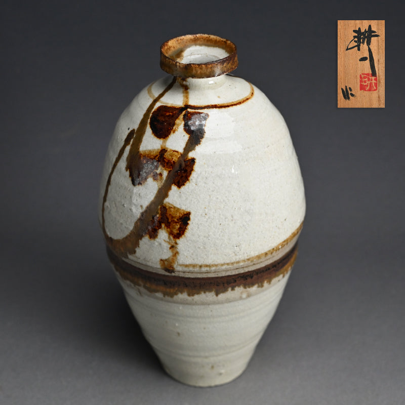 田村耕一作 鉄絵壺（LNTによる精巧な瓶型花瓶） – Kura Monzen Gallery