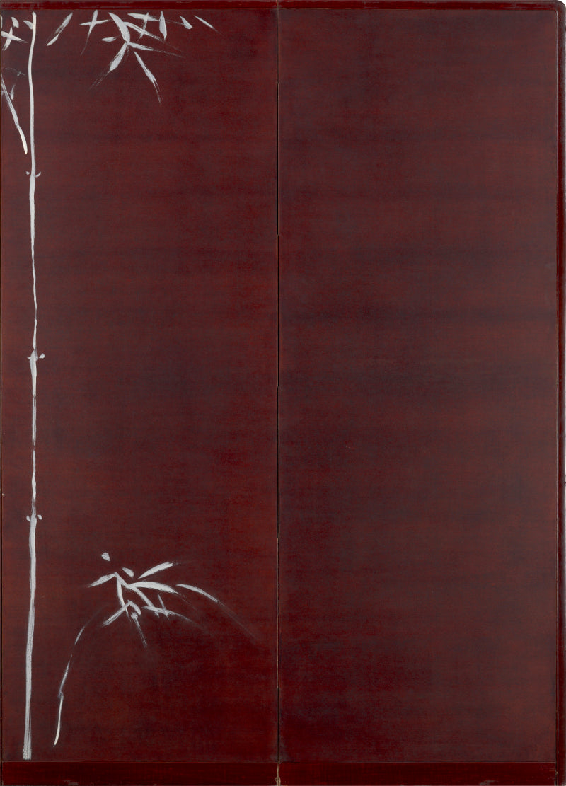 Bamboo in Snow, Published 6 panel Screen Pair ー福田 古道人 "雪中竹圖, 六曲一双"