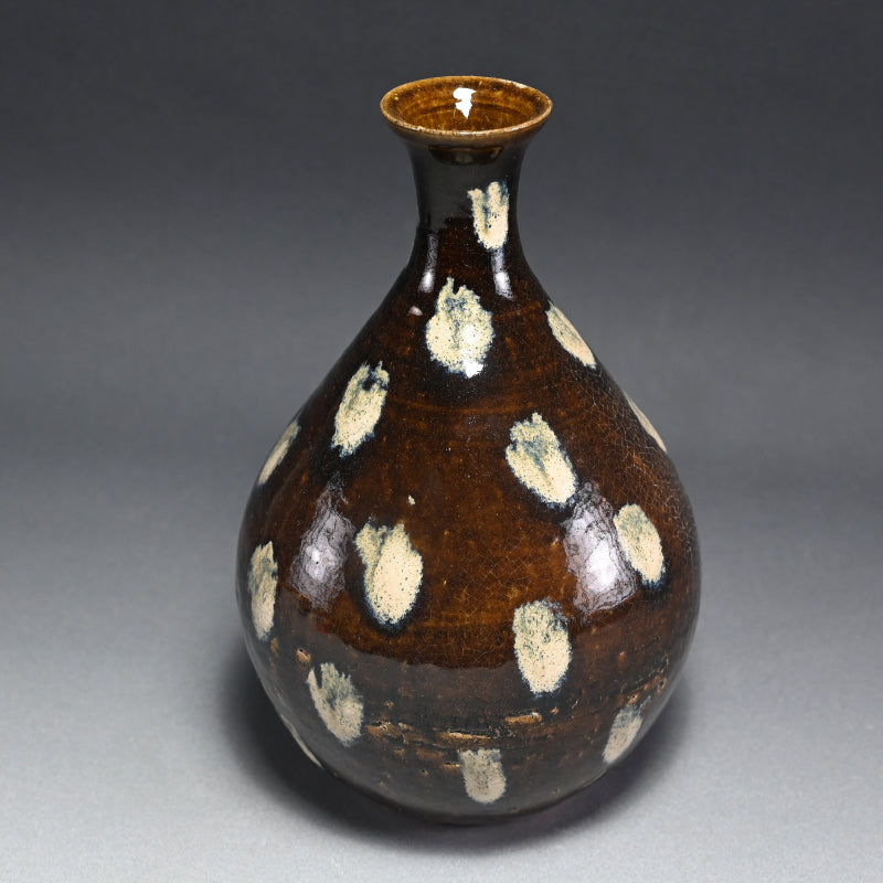 Beautiiful Mingei Vase by Rakutogama ー楽久登窯 西村 昌光 "鉄釉藁灰釉打掛 花器"