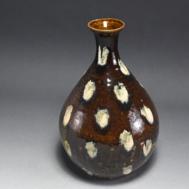Beautiiful Mingei Vase by Rakutogama ー楽久登窯 西村 昌光 "鉄釉藁灰釉打掛 花器"