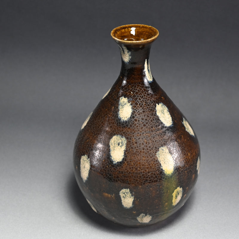Beautiiful Mingei Vase by Rakutogama ー楽久登窯 西村 昌光 "鉄釉藁灰釉打掛 花器"