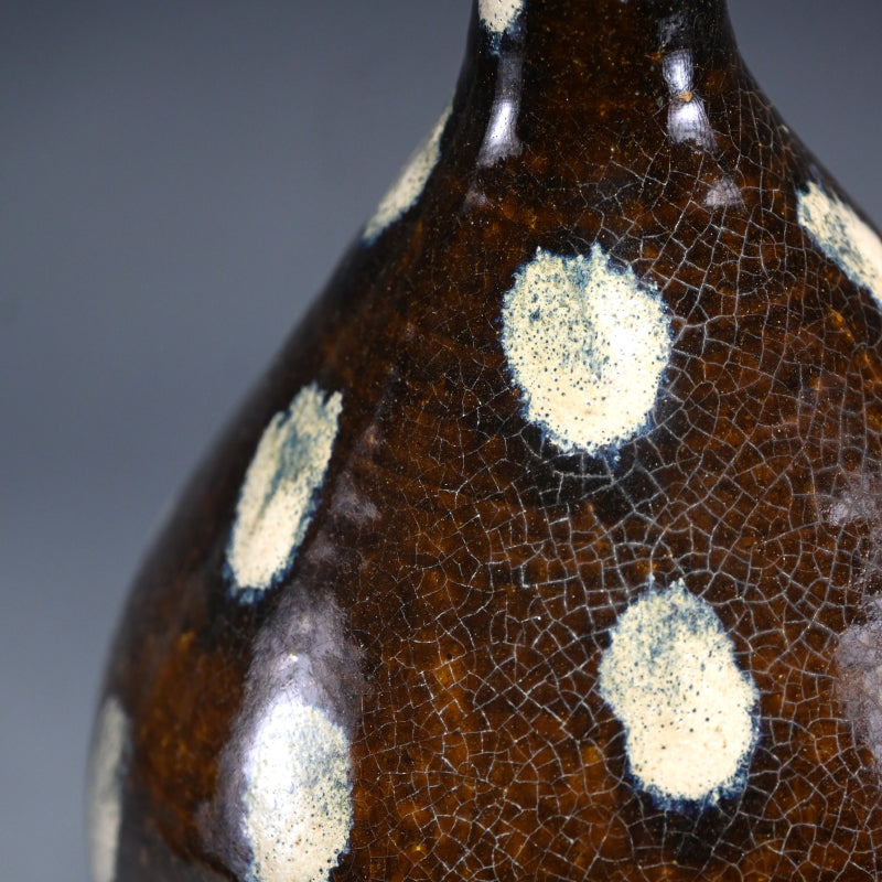Beautiiful Mingei Vase by Rakutogama ー楽久登窯 西村 昌光 "鉄釉藁灰釉打掛 花器"