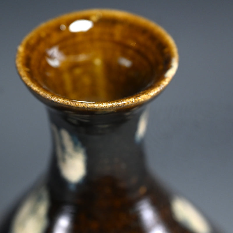 Beautiiful Mingei Vase by Rakutogama ー楽久登窯 西村 昌光 "鉄釉藁灰釉打掛 花器"