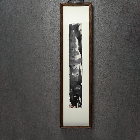 Framed Tanzaku Poem Card, Yamame ーのむら 清六 "山女魚"