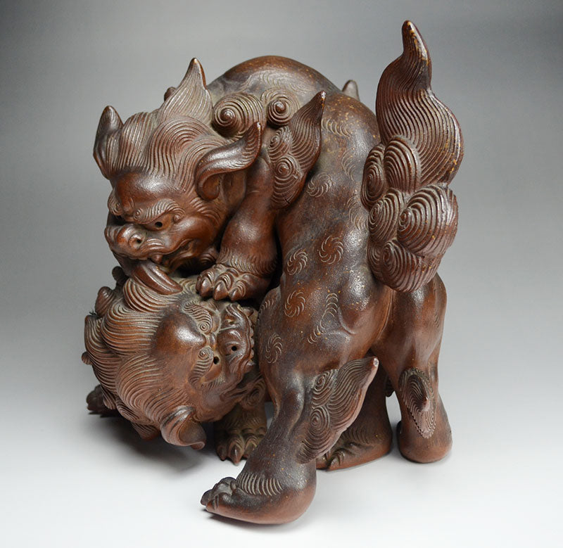Antique Japanese Bizen Shishi Saikumono Object