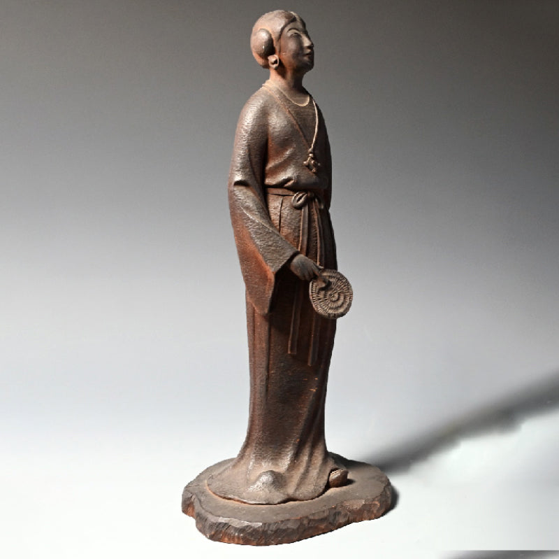 Taisho period Wood carving Chinese Woman