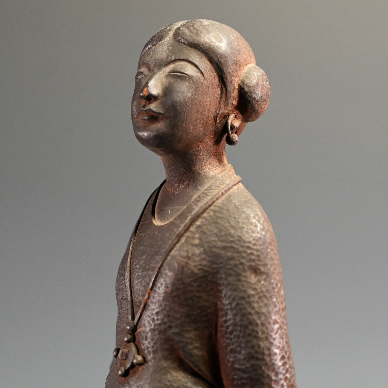 Taisho period Wood carving Chinese Woman