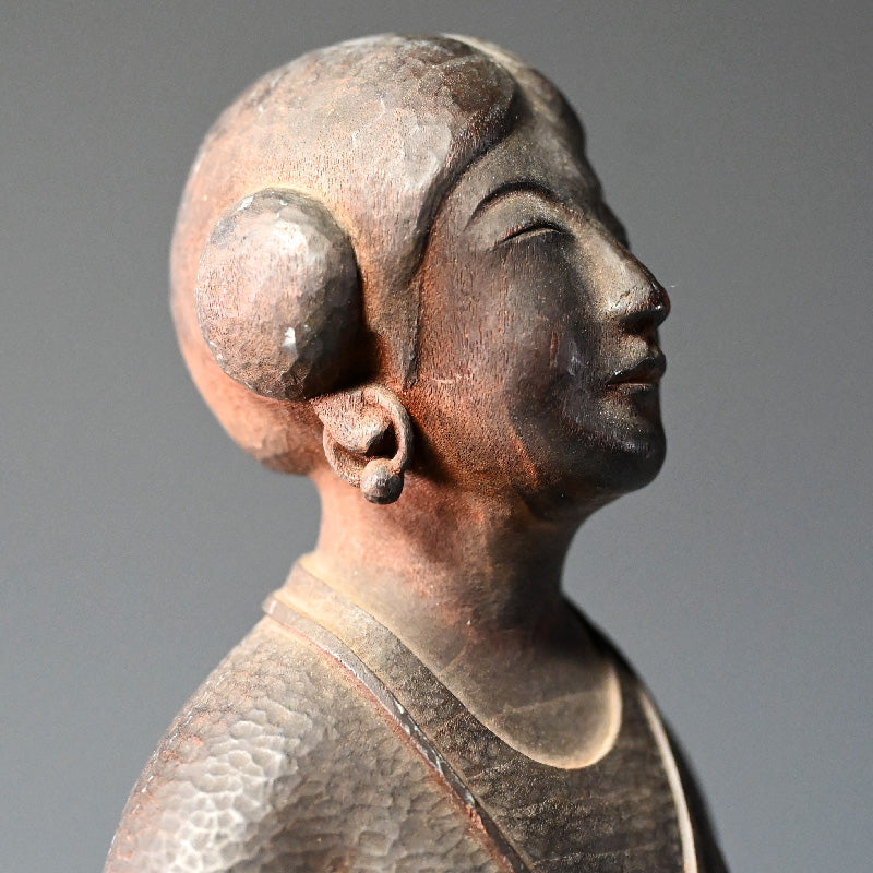 Taisho period Wood carving Chinese Woman