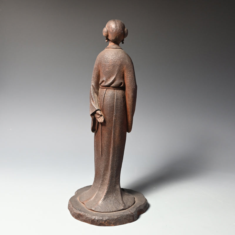 Taisho period Wood carving Chinese Woman