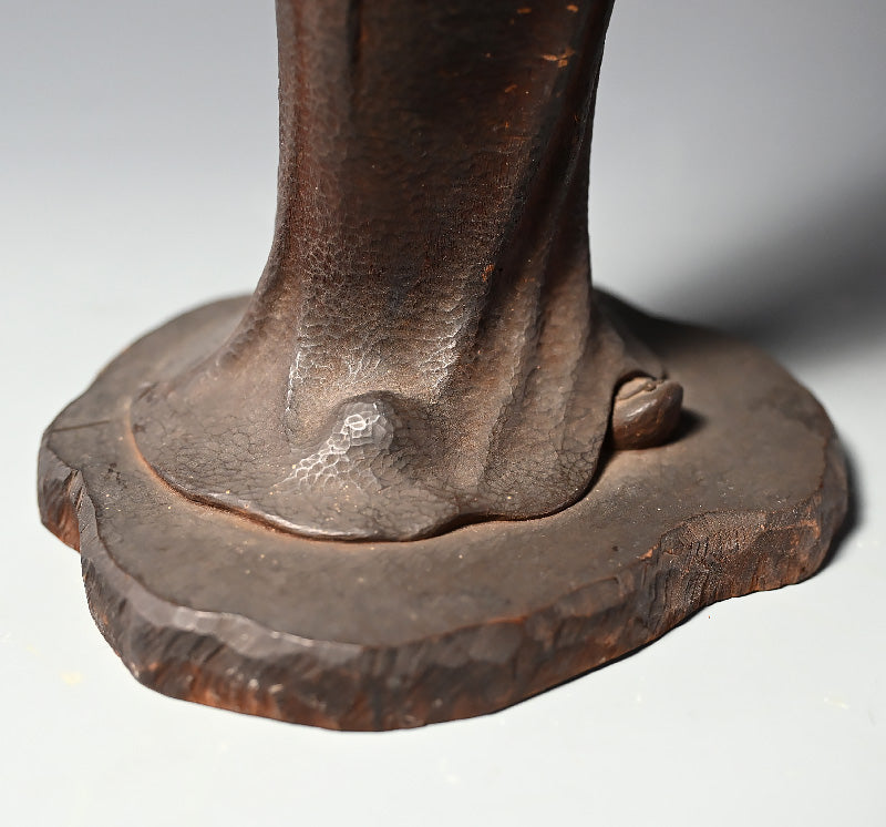 Taisho period Wood carving Chinese Woman